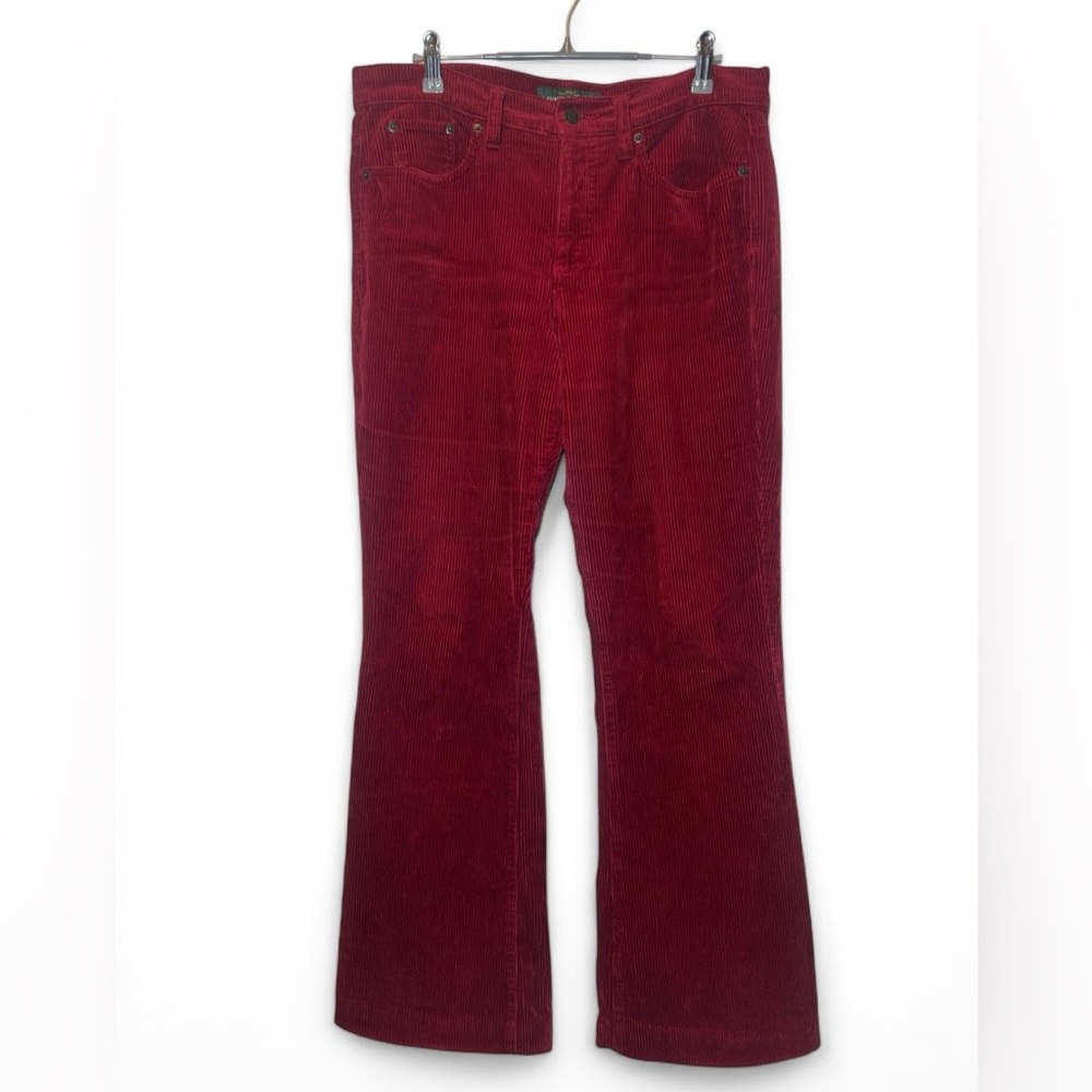 LRL Lauren Jeans Co Red Classic Bootcut Wide Leg Flare Corduroy Pants Women 8
